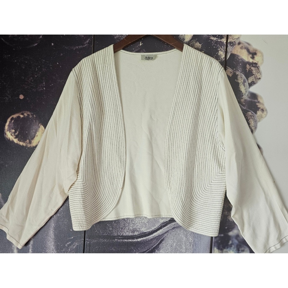 Jules of‎ Morocco Cream Open Front Cardigan Striped Detail Casual Top